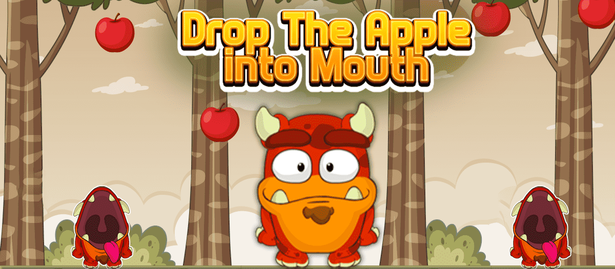 Drop the apple into mouth background